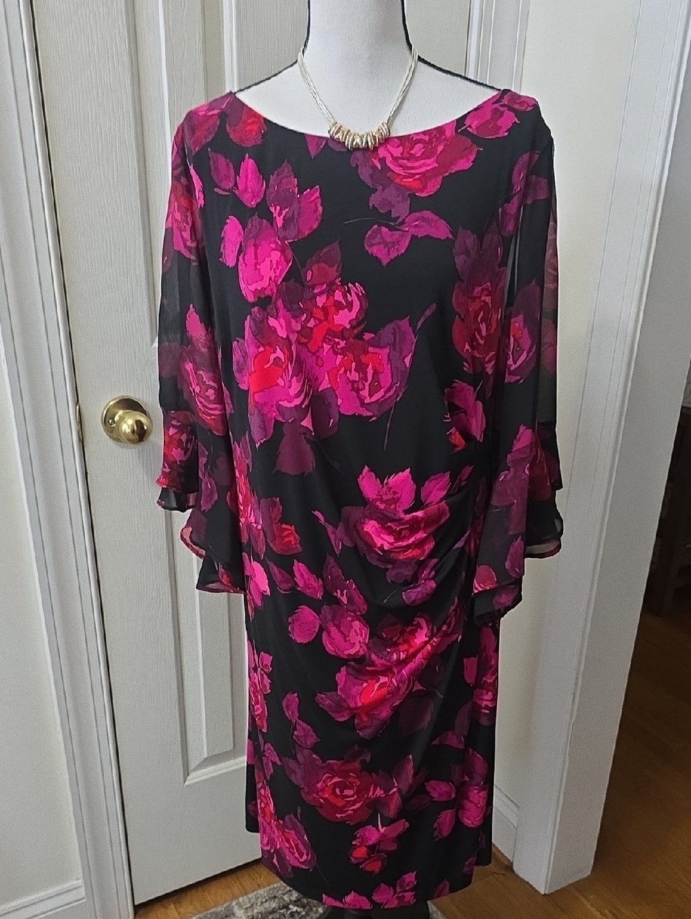 JH BRAND GORGEOUS WOMEN'S PLUS SIZE BLACK & PINK FLORAL DRESS PLUS SIZE 22W